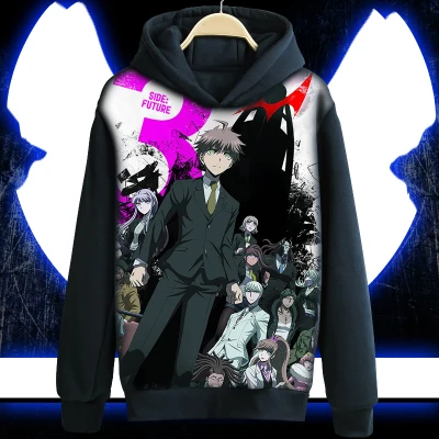 Аниме худи данганронпа Naegi Makoto Kirigiri Kyouko черное повседневное Пальто Косплей