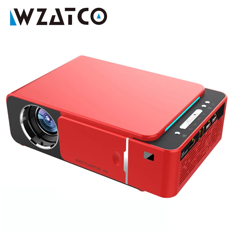 WZATCO T6 HD светодиодный проектор 2600 люмен Android 7,1 опция портативный HDMI USB поддержка 4K 1080p домашний кинотеатр проектор