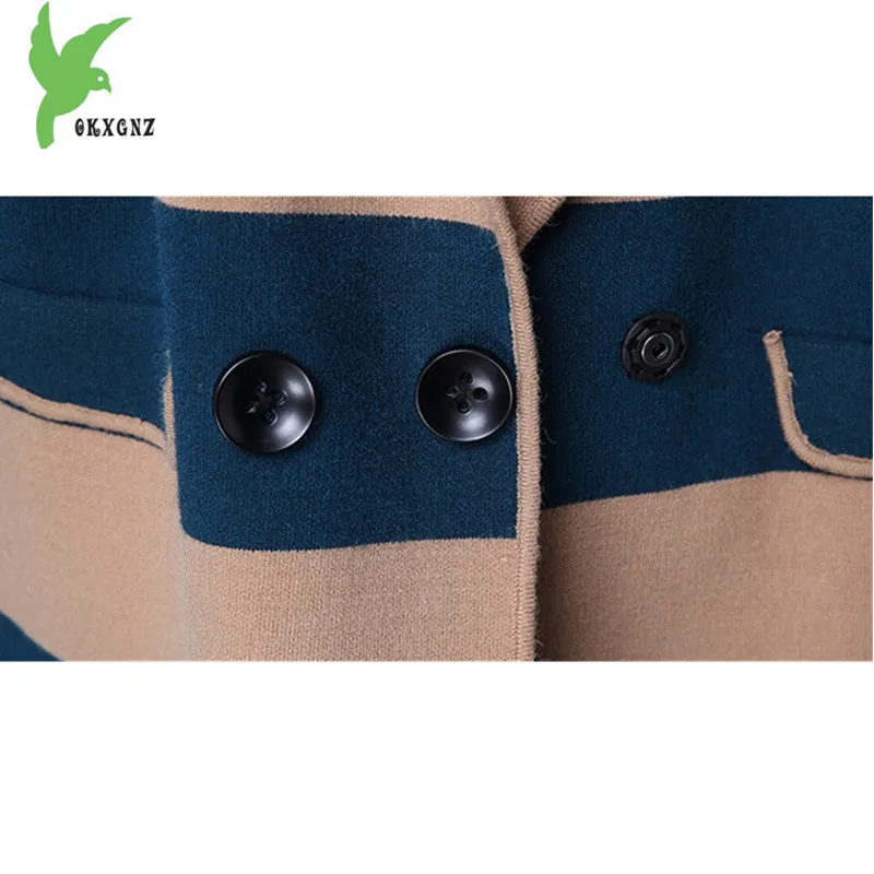 Женский трикотажный кардиган в полоску повседневный длинный свободного покроя