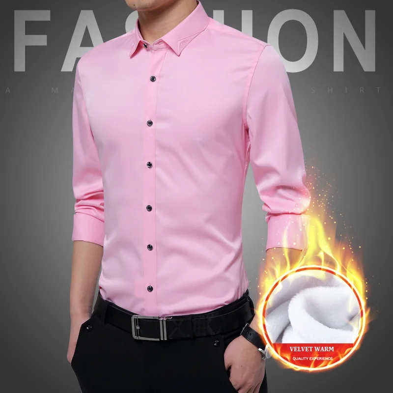 Мужская зимняя Термальность модные элегантные однотонные Цвет Slim Fit бархатные