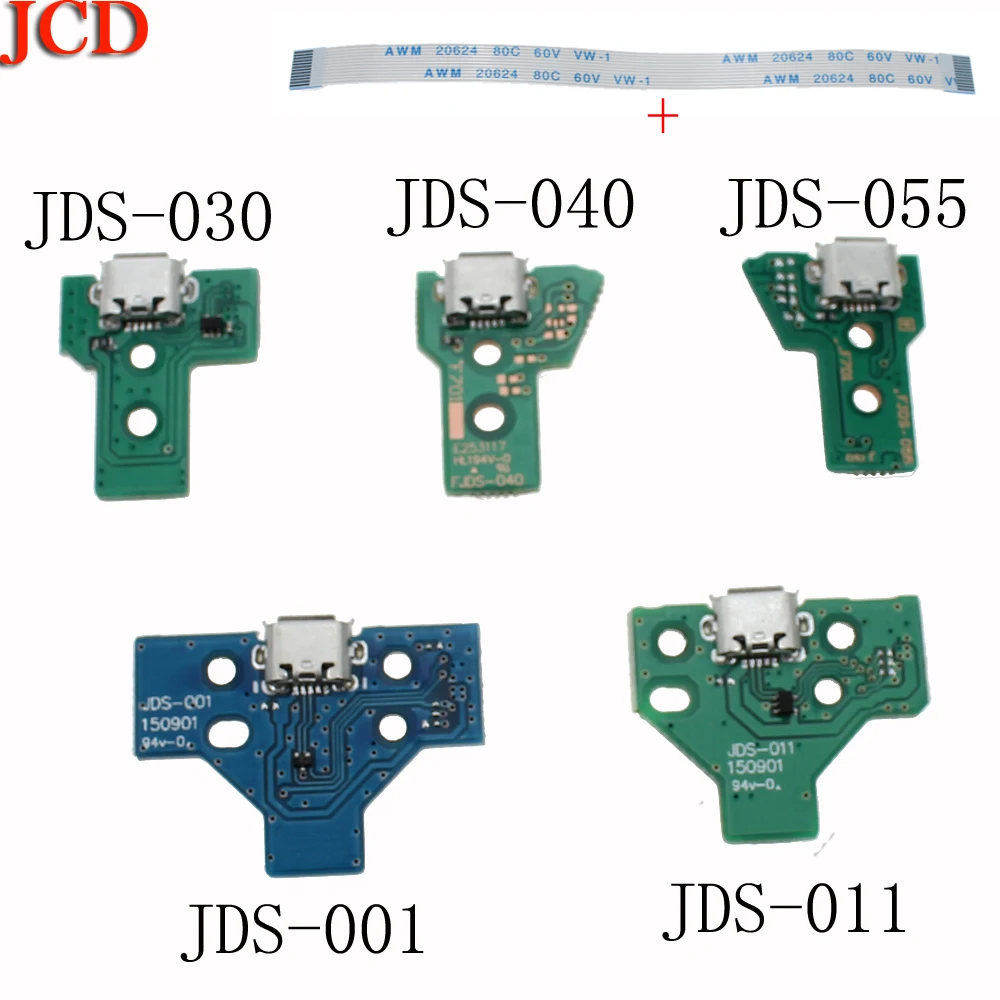 

JCD 50set/lot JDS-011 030 040 055 USB Charging Port Board with cable For PS4 PRO Slim Controller Repair Parts