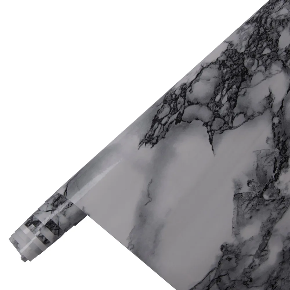 122 см * 600 белый черный глянцевый мраморный блеск виниловая архитектурная обертка