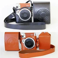 pu leather camera case cover bag for fuji fujifilm instax mini 90 digital camera bag pouch protector shoulder strap