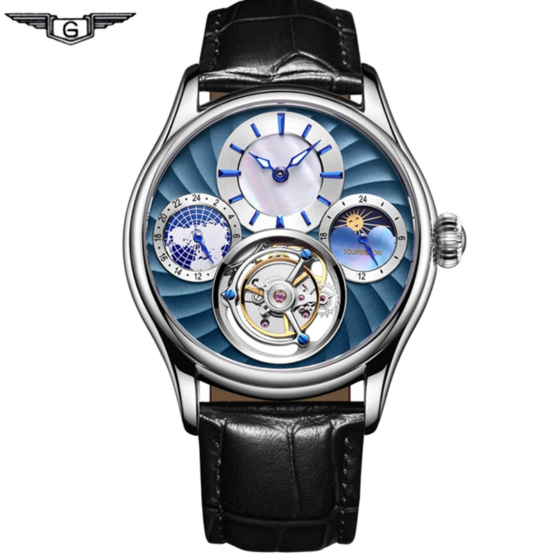 Эзоп реальные Tourbillon автоматические механические часы Для мужчин наручные Для мужчин s часы лучший бренд класса люкс Скелет часы Relogio Masculino