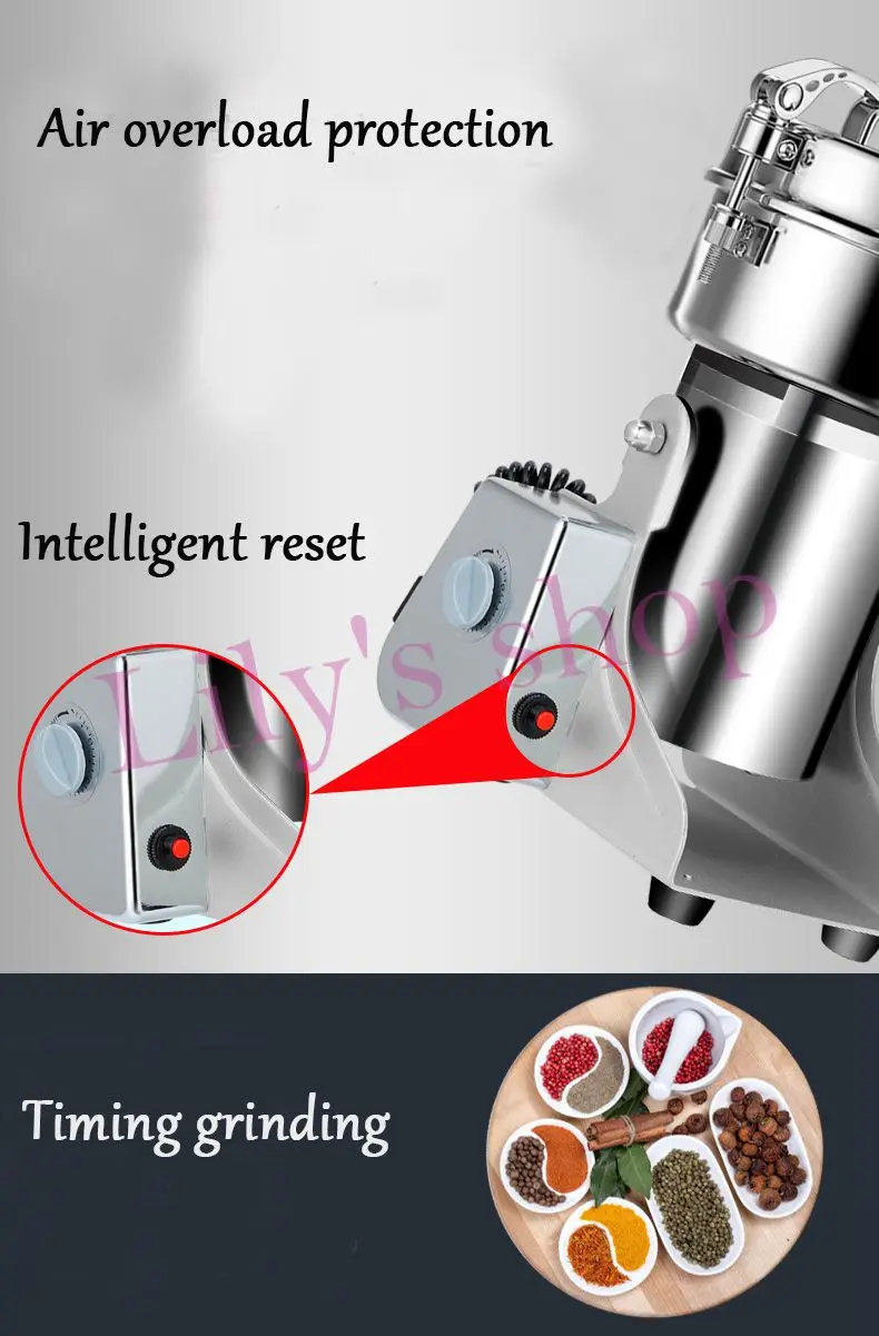 JIQI 750 г Электрический зерна Специи Grinder медицины злаков Кофе сухой Еда мука порошок дробилки Миллер шлифовальный станок 110V 220V