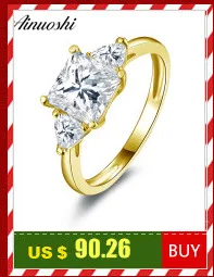 AINUOSHI, роскошное кольцо с 3 камнями, 14 к, однотонное белое/желтое золото, прямоугольная огранка, имитация бриллианта, инкрустированное, Установочное кольцо, Женское Обручальное Кольцо