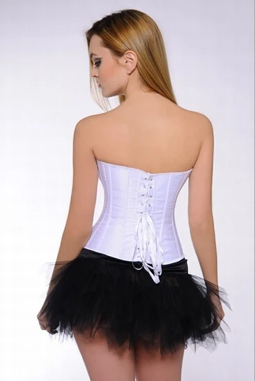 Сексуальный корсет на переднюю часть бюстье с пейсли 10 косточками белый атласный