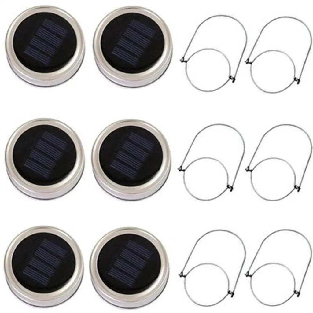 6PC Solar Fairy Cap Light Mason Jar Lid Lamp Xmas Outdoor Garden Decor Warm Light Automatic Charging Automatic Lighting#10