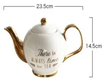 1 teapot Керамическая кружка с золотой инкрустацией, кружка для кофе, молока, чайник, кофейная золотая ручка, горшок, роскошный художественный дизайн, посуда для напитков - Цвет: 1 teapot