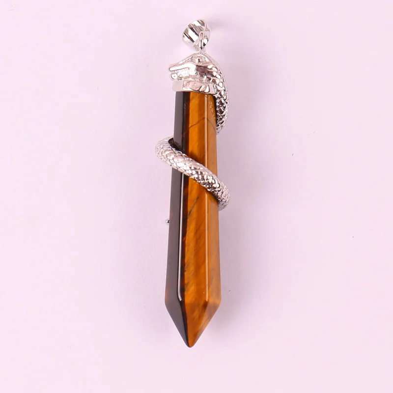 Tigereye/Crystal/Onyx/Песчаник/содалит/Jaspe/Розовый кристалл/опал/Зелёные малахитовые кулон украшение Змея 1 шт
