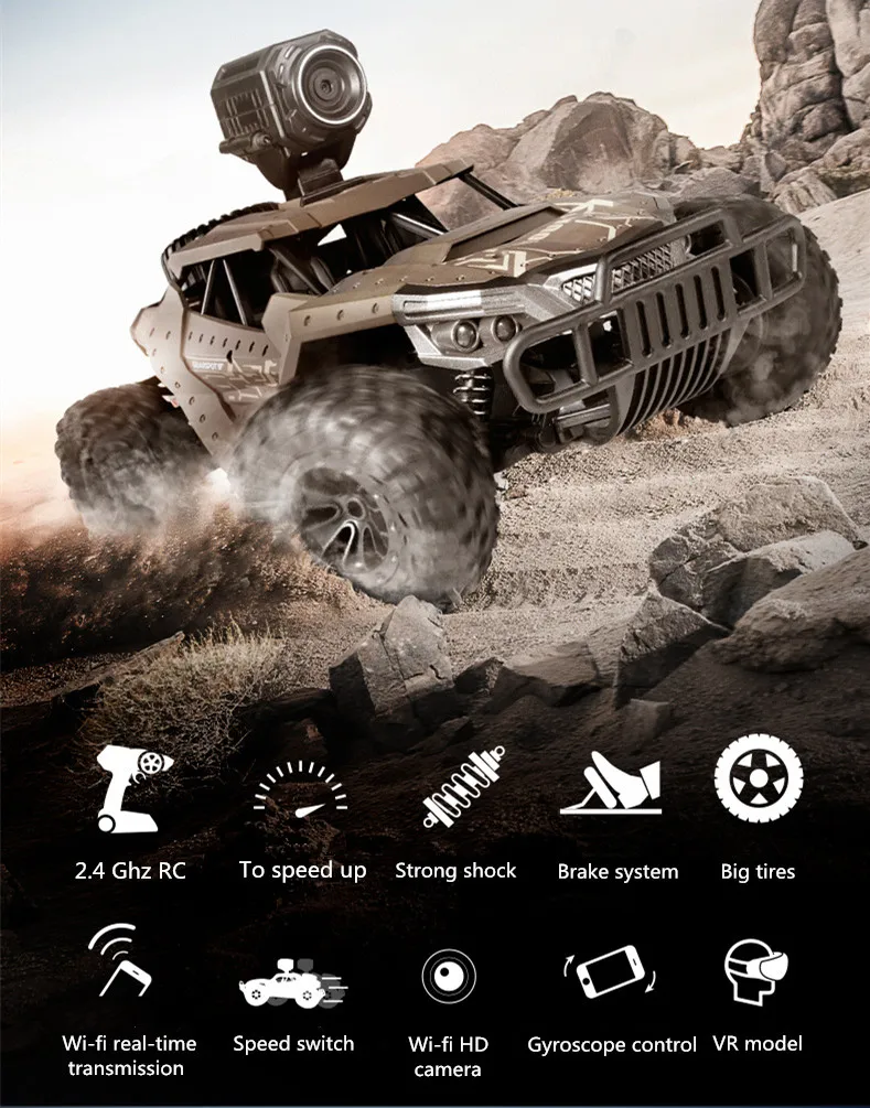 1/16 2,4G 4WD высокоскоростной Радиоуправляемый автомобиль с WiFi 720P камерой Радио пульт дистанционного управления внедорожный Carros игрушка для мальчиков Drift pickup