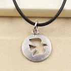 Новая Мода тибетский серебристый цвет кулон мир голубь ожерелье колье очарование черный кожаный шнур заводская цена ювелирные изделия ручной работы