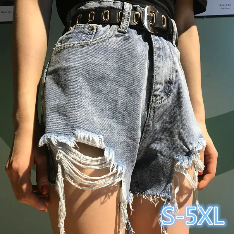 Женские джинсовые шорты с завышенной талией размеры 2XL 3XL 4XL 5XL лето 2019 | Женская