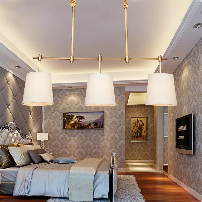 Полностью медная люстра прямоугольная Простая Современная бронзовая лампа с