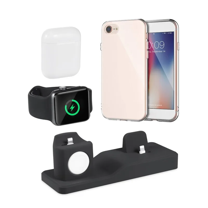 

3-in-1 Mobile Phone Charging smart Watch Headset Charging Bracket Charging Stand for iPhone iwatch Silicone Charging Base