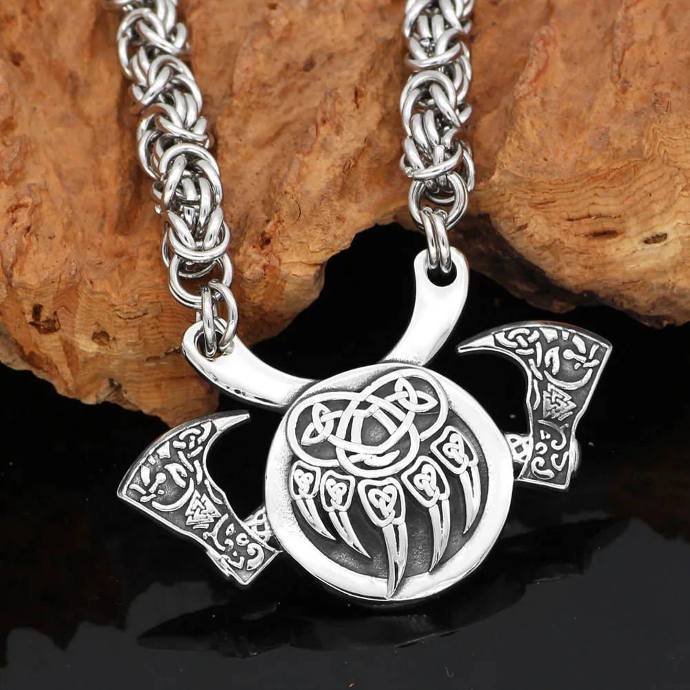 Искусственная Амулет из нержавеющей стали valknut маленькая Медвежья Лапа