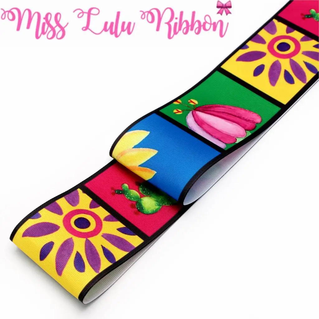 16mm-75mm Mexico Game Card Sweet Cotton Candy Printed Grosgrain/Elastic Ribbon DIY Hair Bows Funny Party Decor 50yards/roll | Дом и сад
