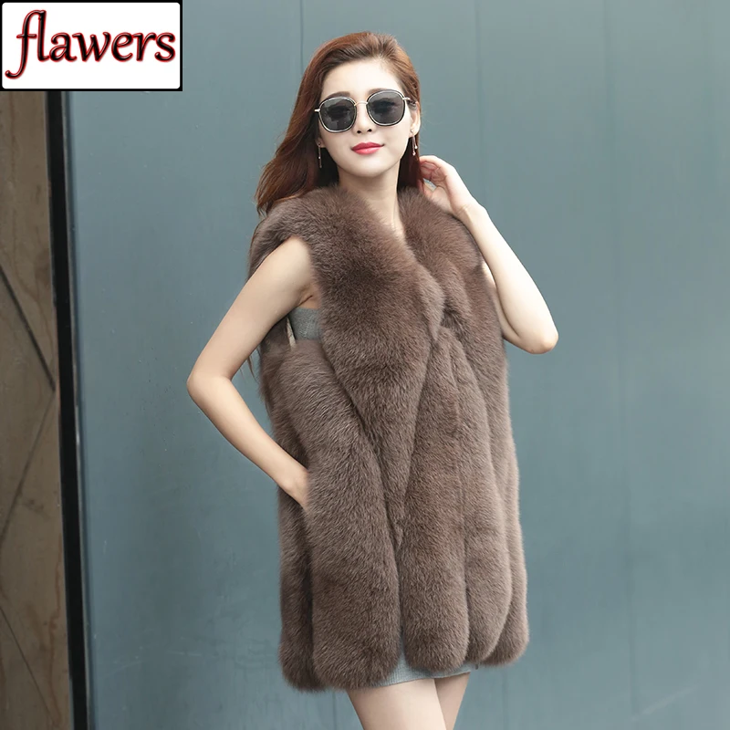

Brand Women Winter Real Fox Fur Vest Genuine Fox Fur Coat Warm Soft Lady 100% Real Fox Fur Gilet Real Natural Fox Fur Waistcoat