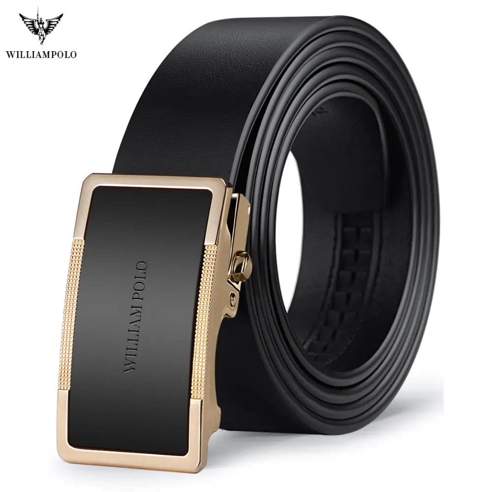 WILLIAMPOLO Men Belt buckle belts for men luxury Brand strap Original Natural High Quality Genuine Leather Automatic Buckle Belt