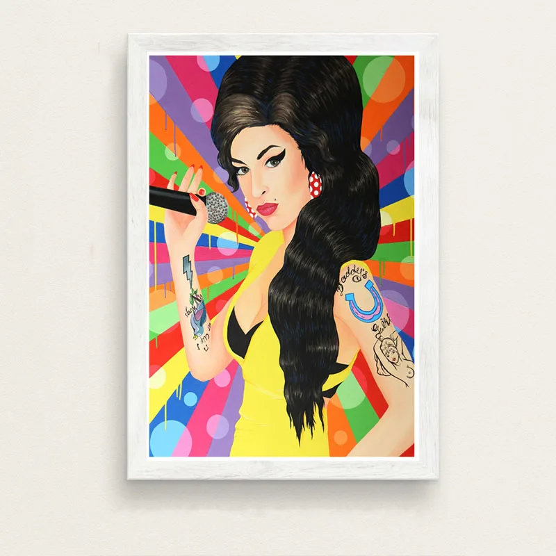 Плакатный принт Горячая новинка Amy Winehouse Женская музыкальная певица звезда поп пользовательское искусство картина маслом настенные картины для гостиной домашний декор - Цвет: Армейский зеленый
