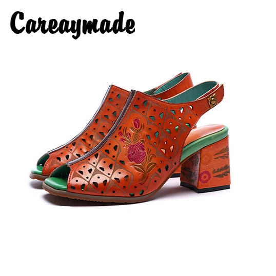 Careaymade/2019 г. Новая летняя обувь на грубом каблуке женские сандалии из натуральной