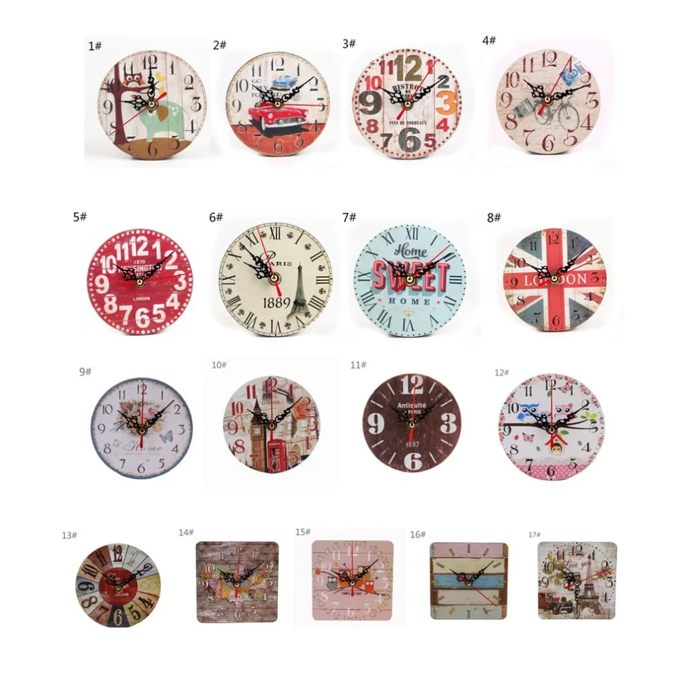 Креативные ретро деревянные круглые квадратные настенные часы европейские