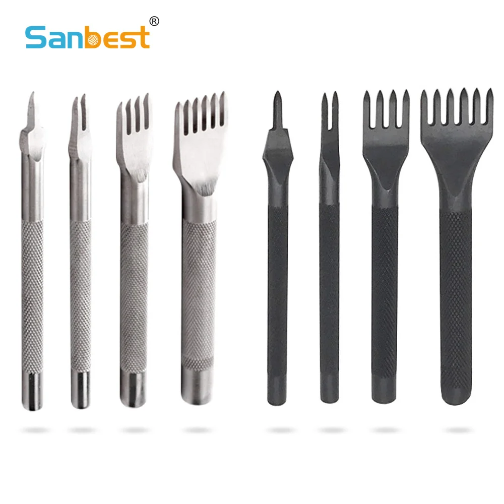 

Sanbest 4pcs Leather Craft Tools Steel Leather Stitching Hole Punches 1 2 4 6 Prong Diamond Point Chisel AT00006