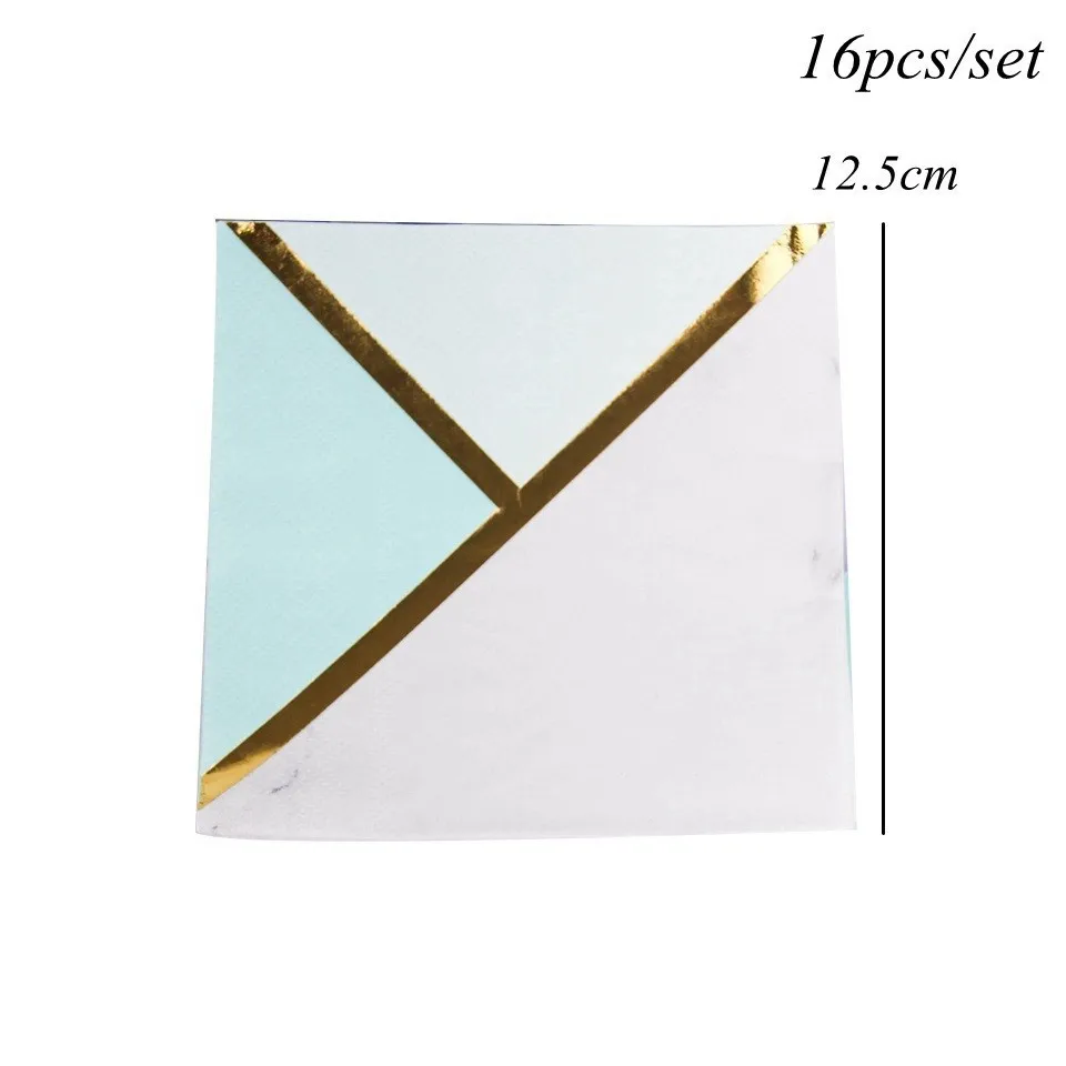 16p tiffany napkin 1 Набор, Мраморная позолота, одноразовая посуда, розовое золото, бумажный стаканчик/тарелки/соломинки, украшение стола, для дня рождения, свадьбы, вечеринок - Цвет: 16p tiffany napkin