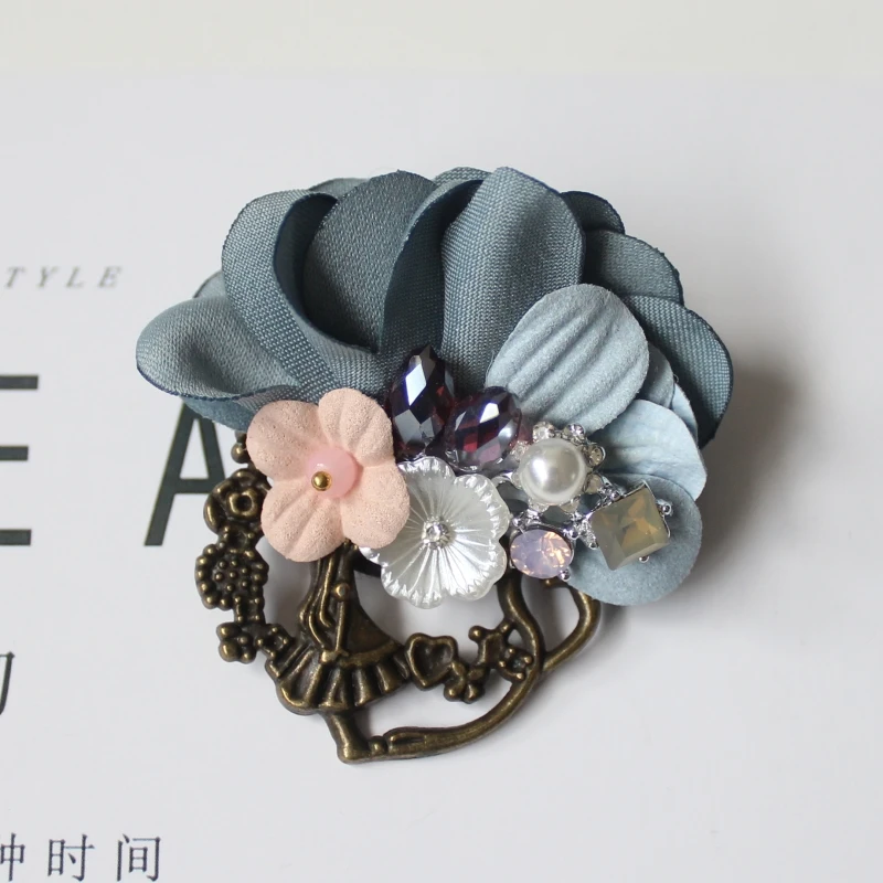 Набор брошей ручной работы в форме синего цветка Униформа брошь на