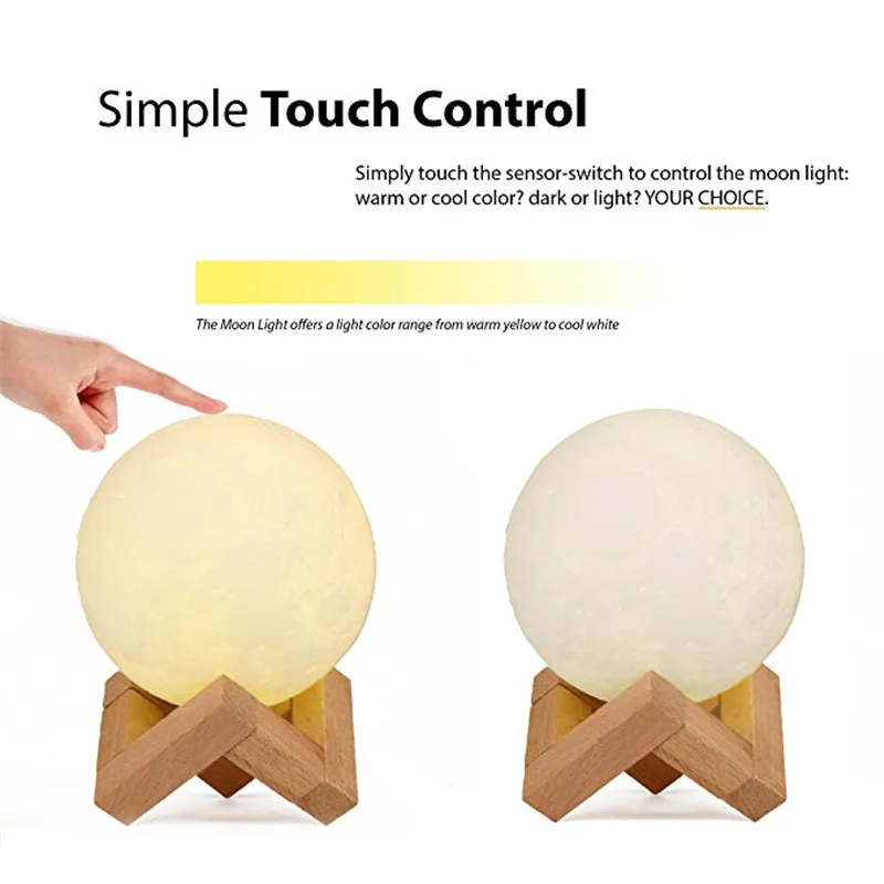 3d лампа в виде Луны с напечатанным ночным светом и дистанционным