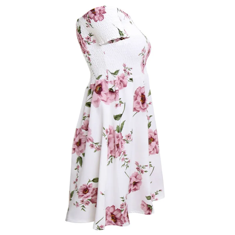 Женское пляжное платье с принтом повседневное мини вырезом лодочкой модель # F