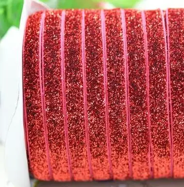 Zerzeemooy 3/8 дюймов, 9-10 мм 50Y в рулонах/Sparkle эластичный Блестящий Лента металлик бархатной ленты лента для волос с кружевом