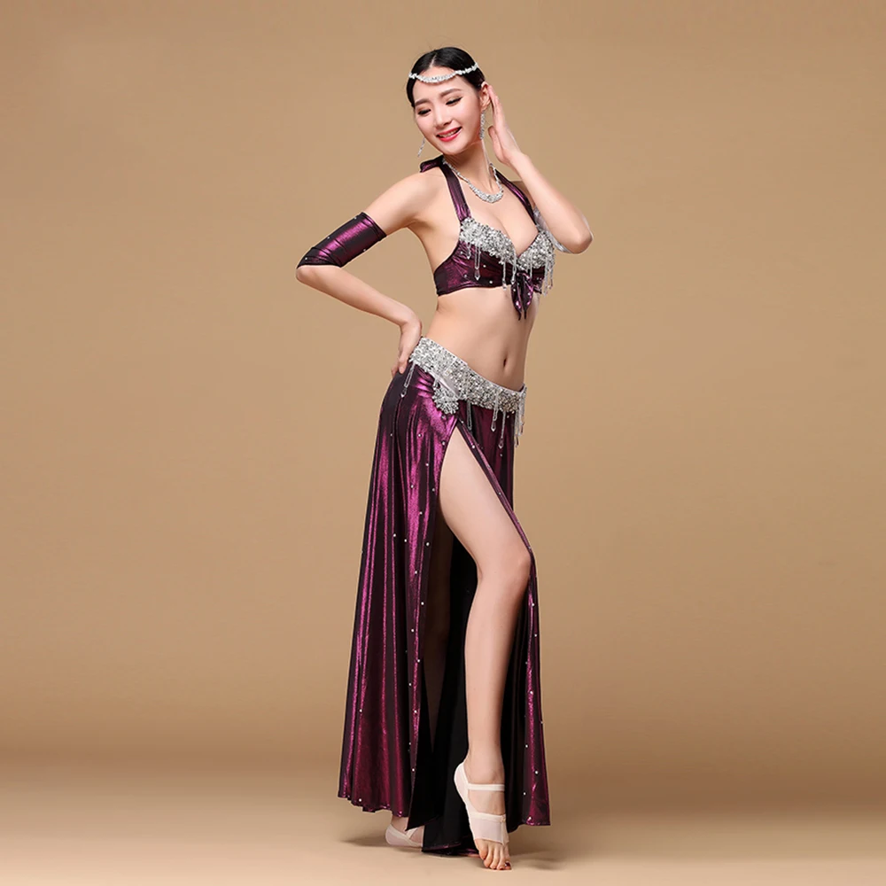 2017 New Stage Women Belly Dance Costumes 3pcs(Bra+Handsleeve+Belt) Tribal Danza Del Vientre Long Gypsy Genie | Тематическая одежда
