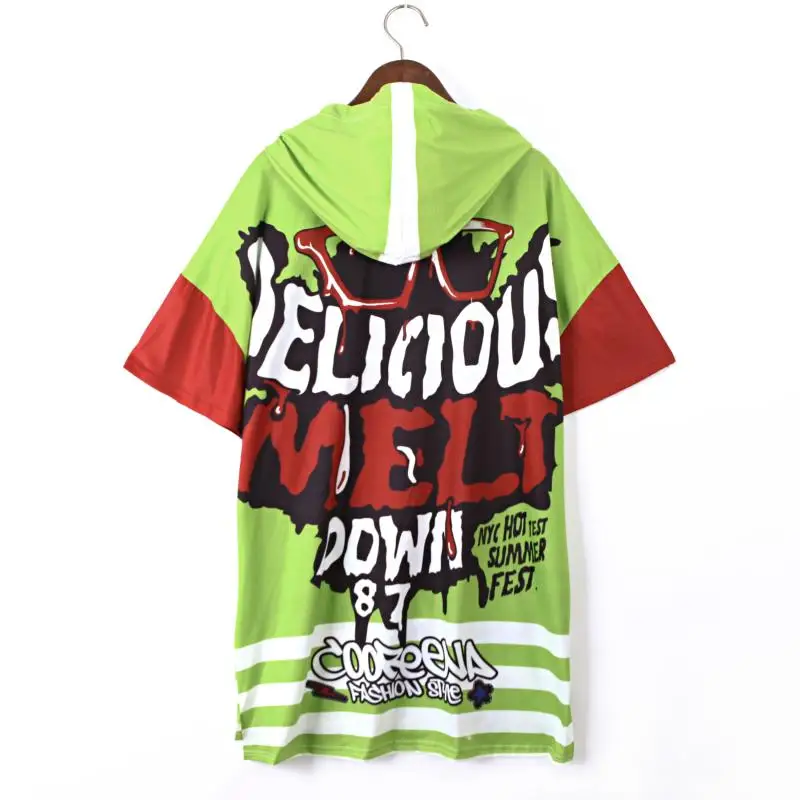 Футболка с капюшоном в стиле хип-хоп Европейский стиль свитер короткими рукавами