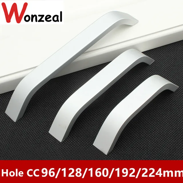 Ручка из алюминиевого сплава для кухонного шкафа с одним отверстием 96 мм/128 мм/160