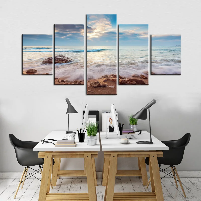 5 шт. комбинированный Пейзаж Плакат морской пейзаж холст искусство печать картина горы озеро Настенная