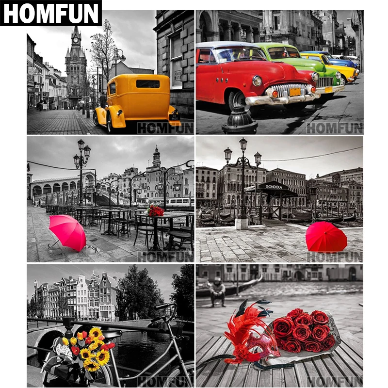 Алмазная живопись HOMFUN A01003 полноразмерная/круглая вышивка Пейзаж 5D сделай сам
