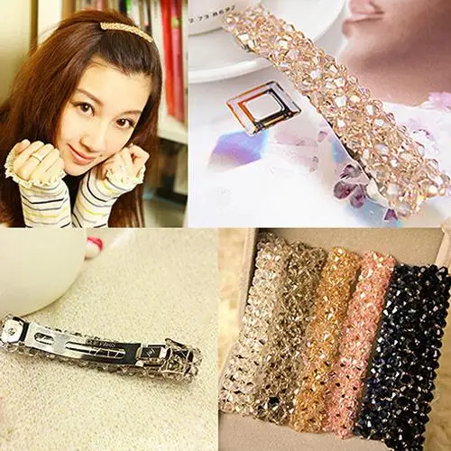 Women's Fashion Bling Headwear Elegant Hair Clips Handmade Full Crystal Clip Barrette Hairpin Accessories Styling Tool | Красота и