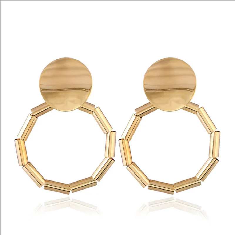 290 Gold Модные золотые металлические круглые серьги для женщин Bijoux Brincos вечерние серьги в подарок большие круглые висячие серьги - Окраска металла: 290 Gold