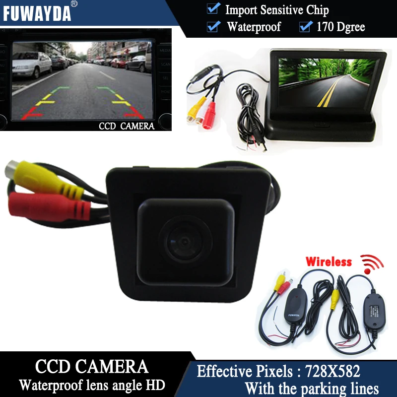 

FUWAYDA Wireless Color CCDChip Car RearView Camera for Mercedes-Benz S-ClassS-Klasse GLK300 GLK350+4.3 Inch foldable LCD Monitor