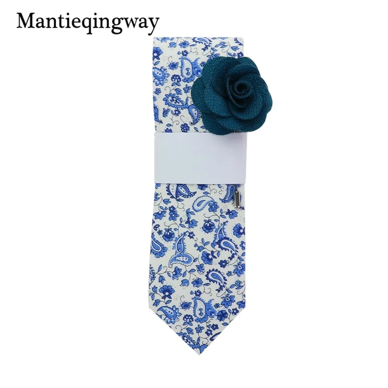 058 Мужские хлопковые Галстуки Mantieqingway, 19 цветов, с цветочным принтом, тонкий галстук Gravatas Corbatas, Модный свадебный деловой галстук, галстуки - Цвет: 058