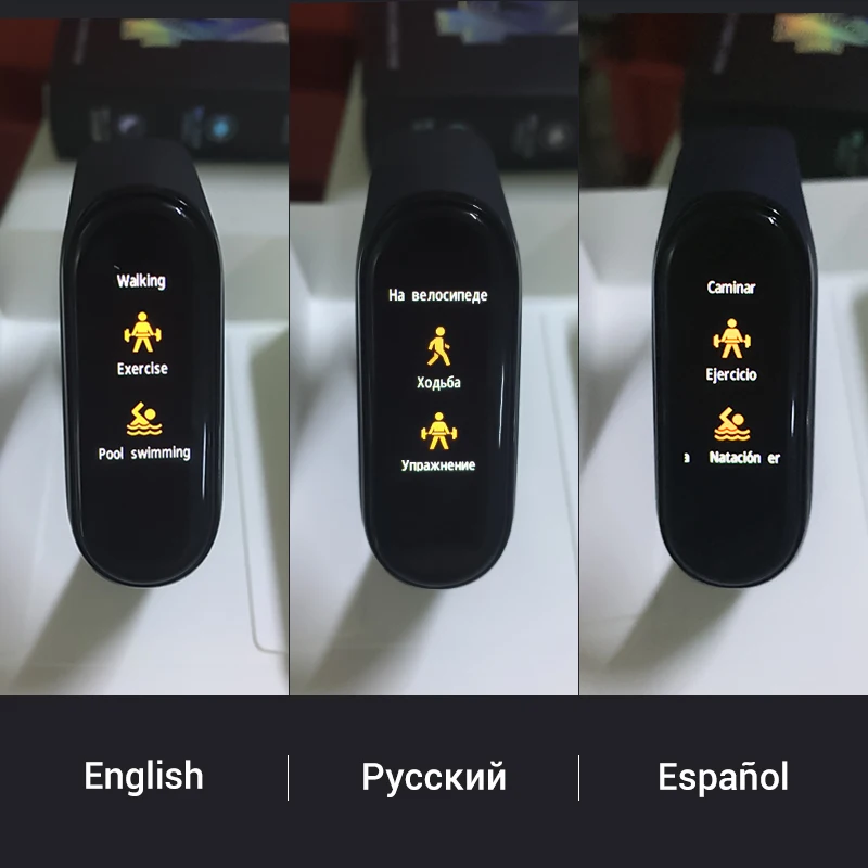 Английский/испанский/русский Xiaomi Miband 4 Smart Band 0 95 &quotAMOLED экран Bluetooth 5 браслет 50 м