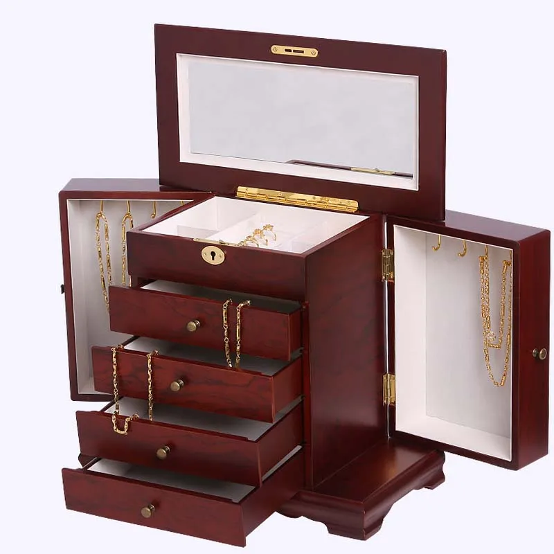 Портативная деревянная упаковочная шкатулка для ювелирных изделий ящик