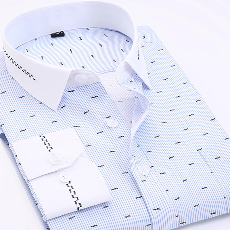 2018 модные Вышивка в полоску повседневные платья рубашка Для мужчин с длинными