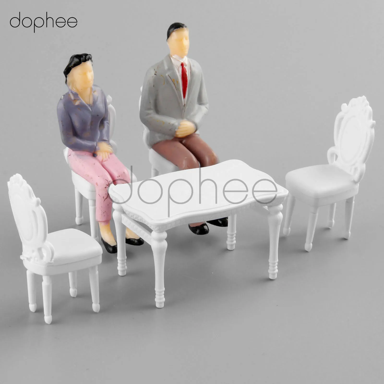 Dophee белый квадратный обеденный стол Набор стульев железнодорожная модель 1:25 Модель Строительный Комплект Моделирование