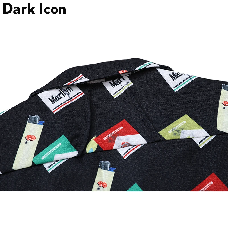 Мужская рубашка с разрезом сбоку DARK ICON летняя в гавайском стиле отложным