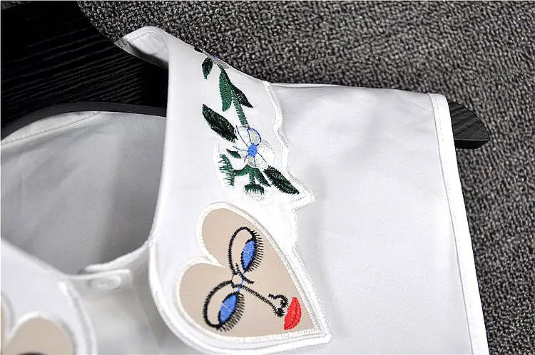 Новая Высококачественная цветная вышивка красивая блузка с ложным воротником