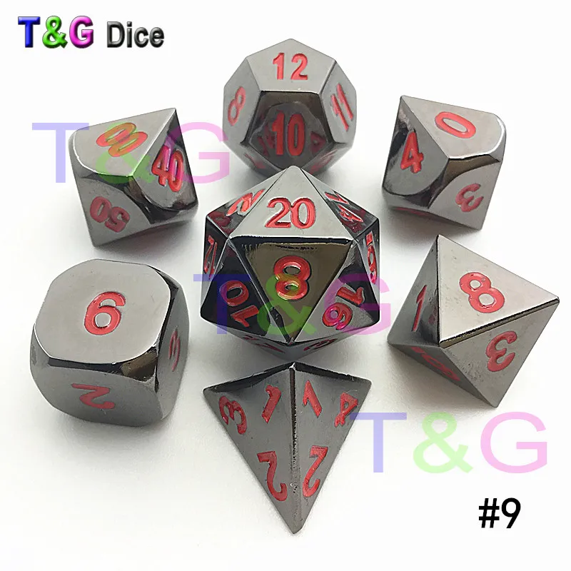 Высокое качество, металлический 7 кубиков d4 d6 d8 d10 d% d12 d20 для настольной игры, Rpg Dados juegos de mesa подземелья& dragon Dice
