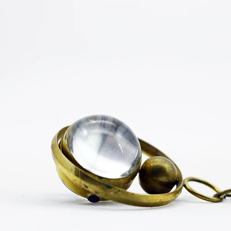 Personalized Design Mini Crystal Ball Manual Mechanical Pocket Watch Retro Steampunk Gentleman Style Necklace Pendant Clock