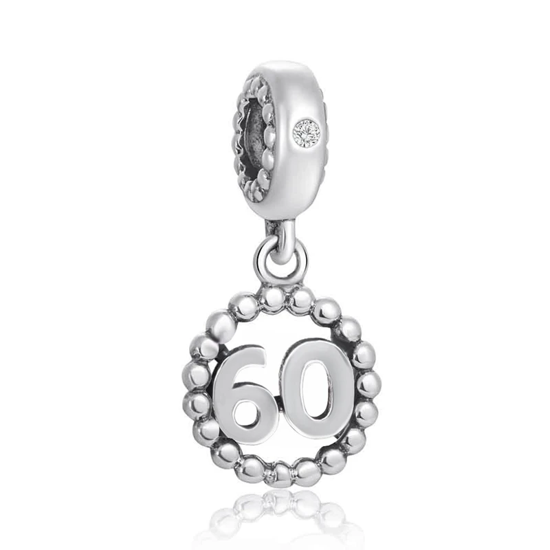 SS3806-60 Sambaah Висячие цифры 18 Шарм Подвеска 925 пробы Серебряный день рождения вехи бусины для Пандора стиль браслет SS3806 - Окраска металла: SS3806-60